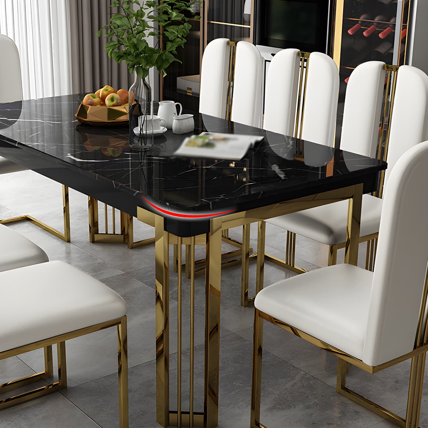 Modern 1/2/7/9 Pieces Dining Set Marble Dining Furniture Set /Separate Items thumbnail 9