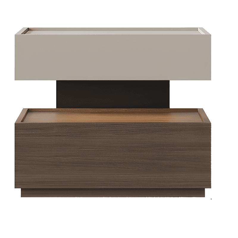 Organic Modern Nightstand With Drawer Organization Featuring 2 Shelves, Real Wood Countertop, and Illuminating Lighting thumbnail 4