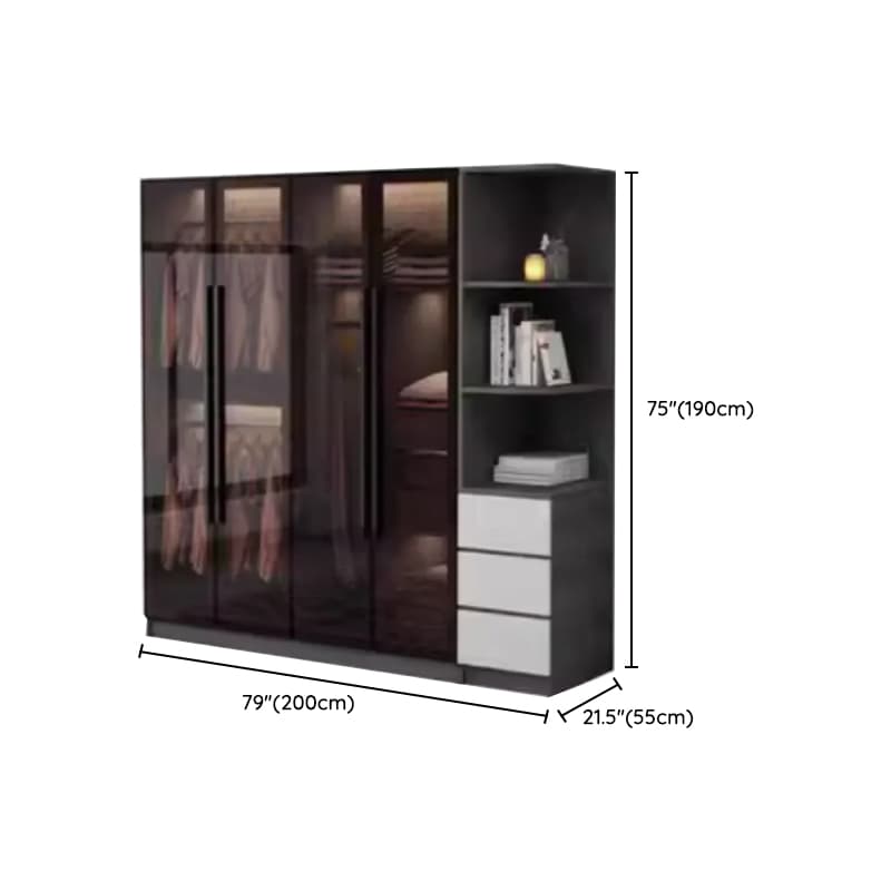 Charcoal Modish Timber Self-supporting Cabinet Armoire with Soft Close Drawer and Door, Hanging Rod thumbnail 22