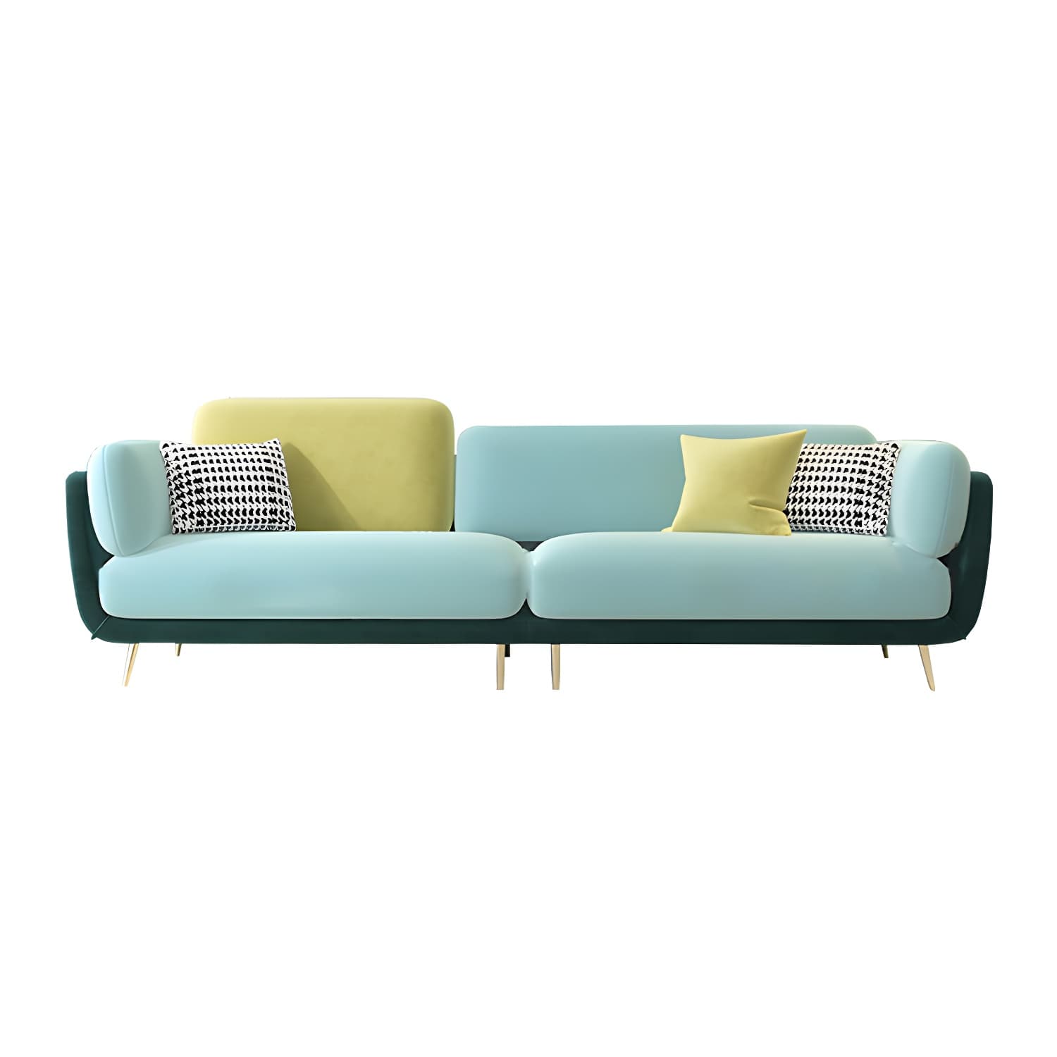 36" High Modern Velvet Square Arm Sofa with 2 Pillows Standard Sofa for Living Room thumbnail 11