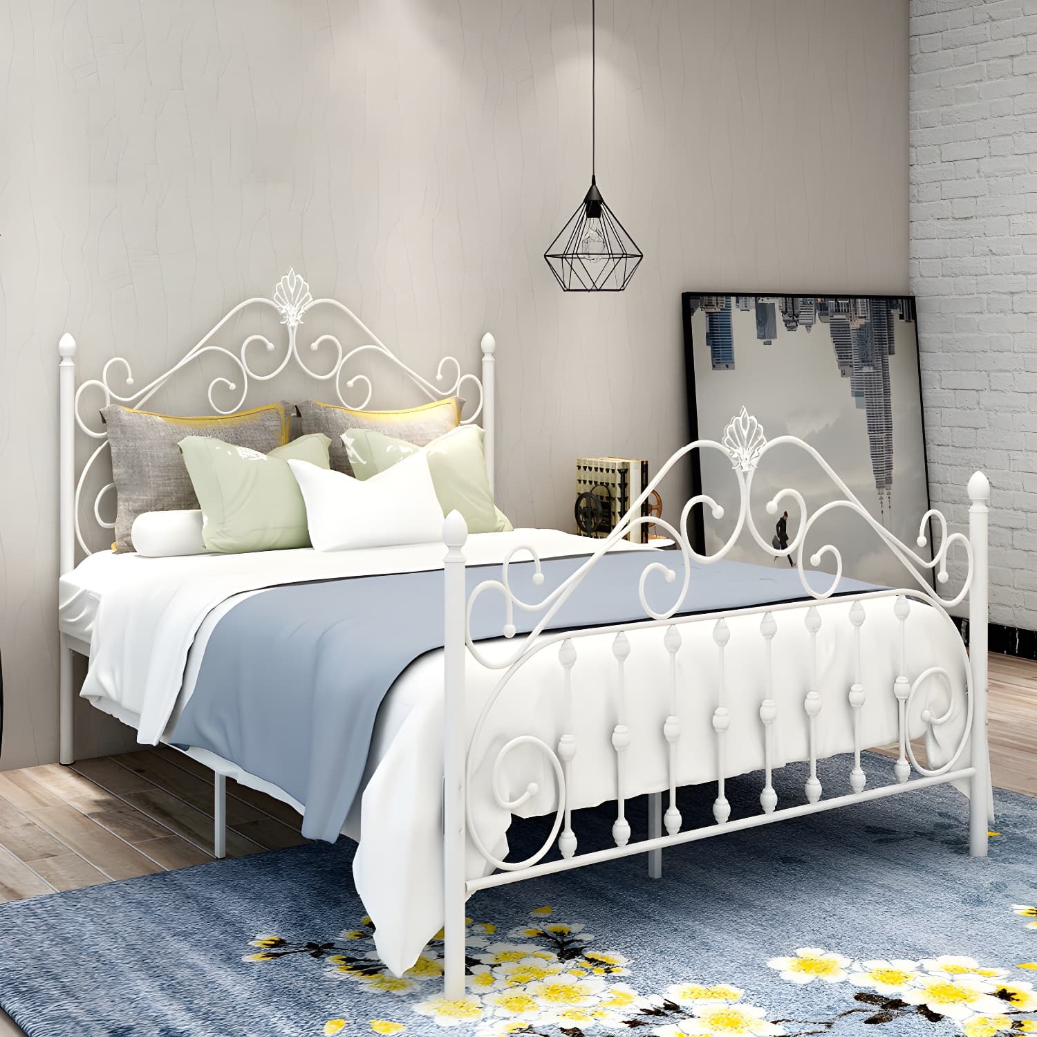 Glam Style Metal Iron Material with Headboard Gold/black/white Bed thumbnail 5