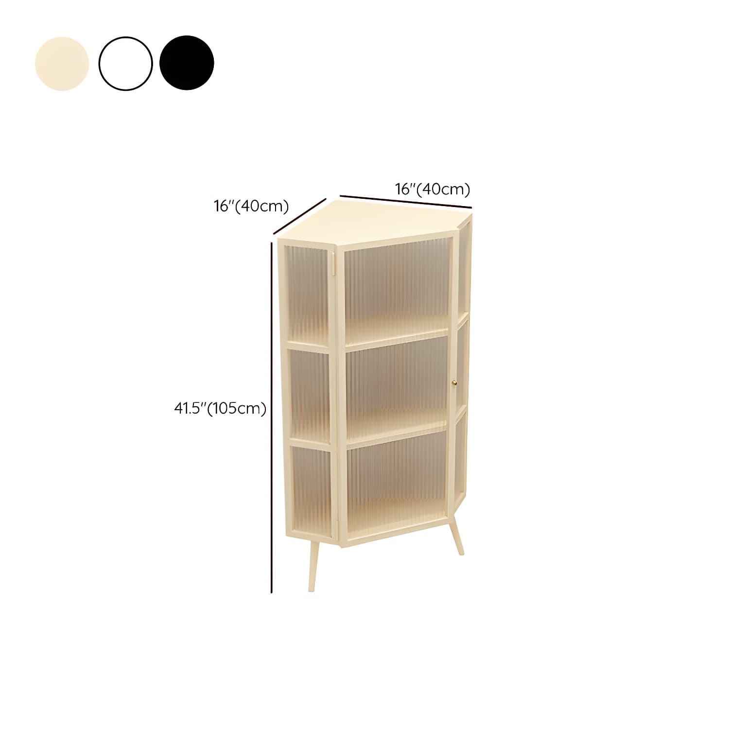 40cm Corner Modern Accent Cabinet with Glass Doors and Iron Base thumbnail 12