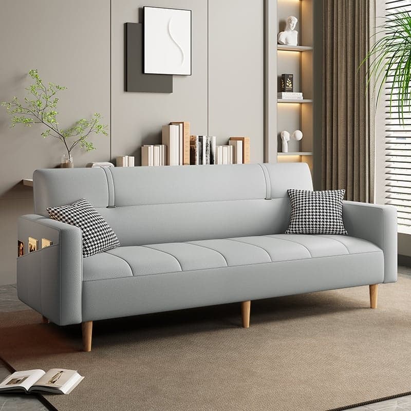 Synthetic Leather Convertible Sofa in Grey/Light Blue/Light Green with Arm thumbnail 6