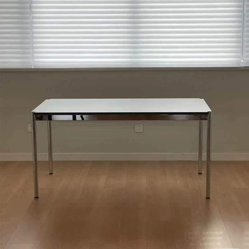 Fixed Table Standard Height Rectangular Dining Table for 8/4 People/6 People with Stainless Steel Legs and a Top in Engineered Wood in a Modern Simple Style thumbnail 7