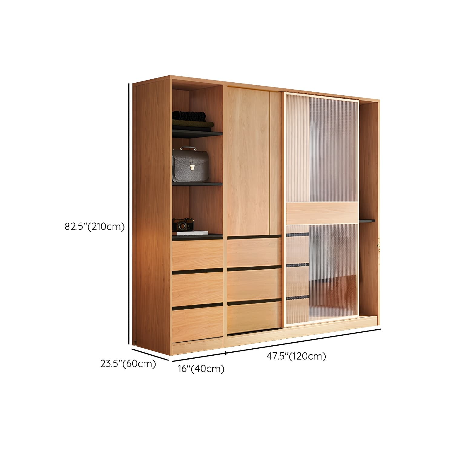 Engineered Wood Wardrobe Armoire with Drawer Modern Wardrobe Closet thumbnail 22