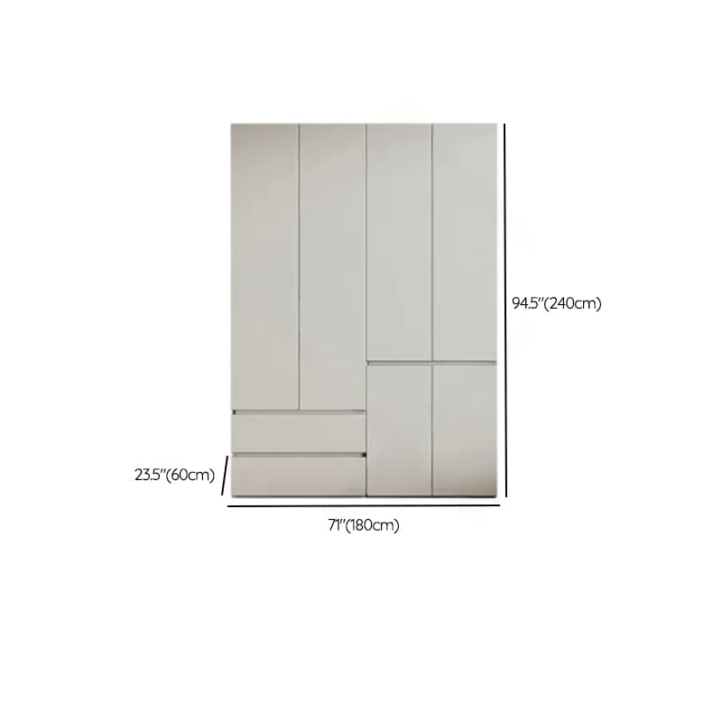 Cream Trendy Reclaimed Wood Wardrobe Armoire with Soft Close Drawer, Soft Close Door, Interior Shelves, and Clothing Rod thumbnail 60