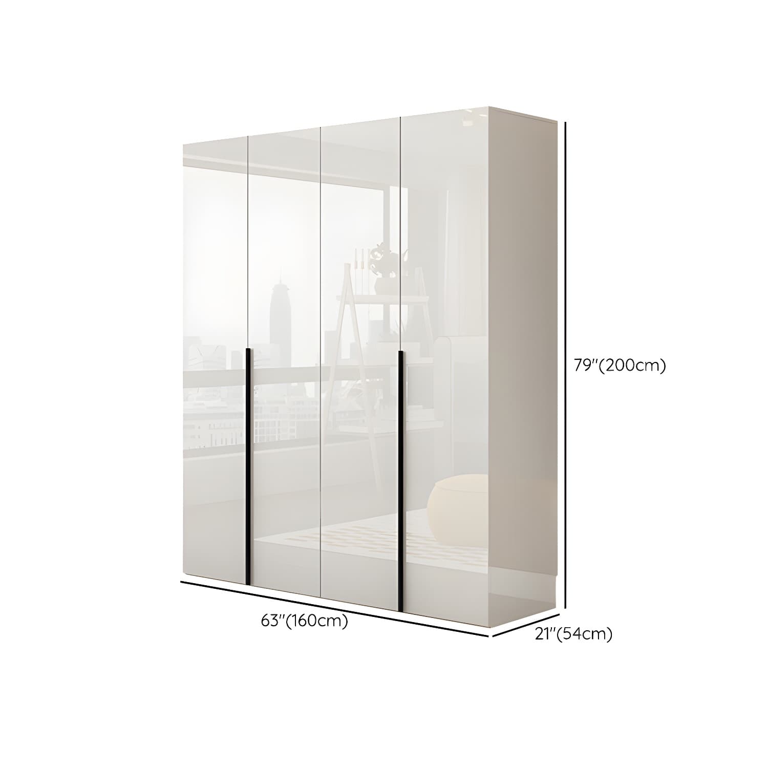 Modern White Wood Wardrobe Armoire - Drawers and Shelves Included - image 14