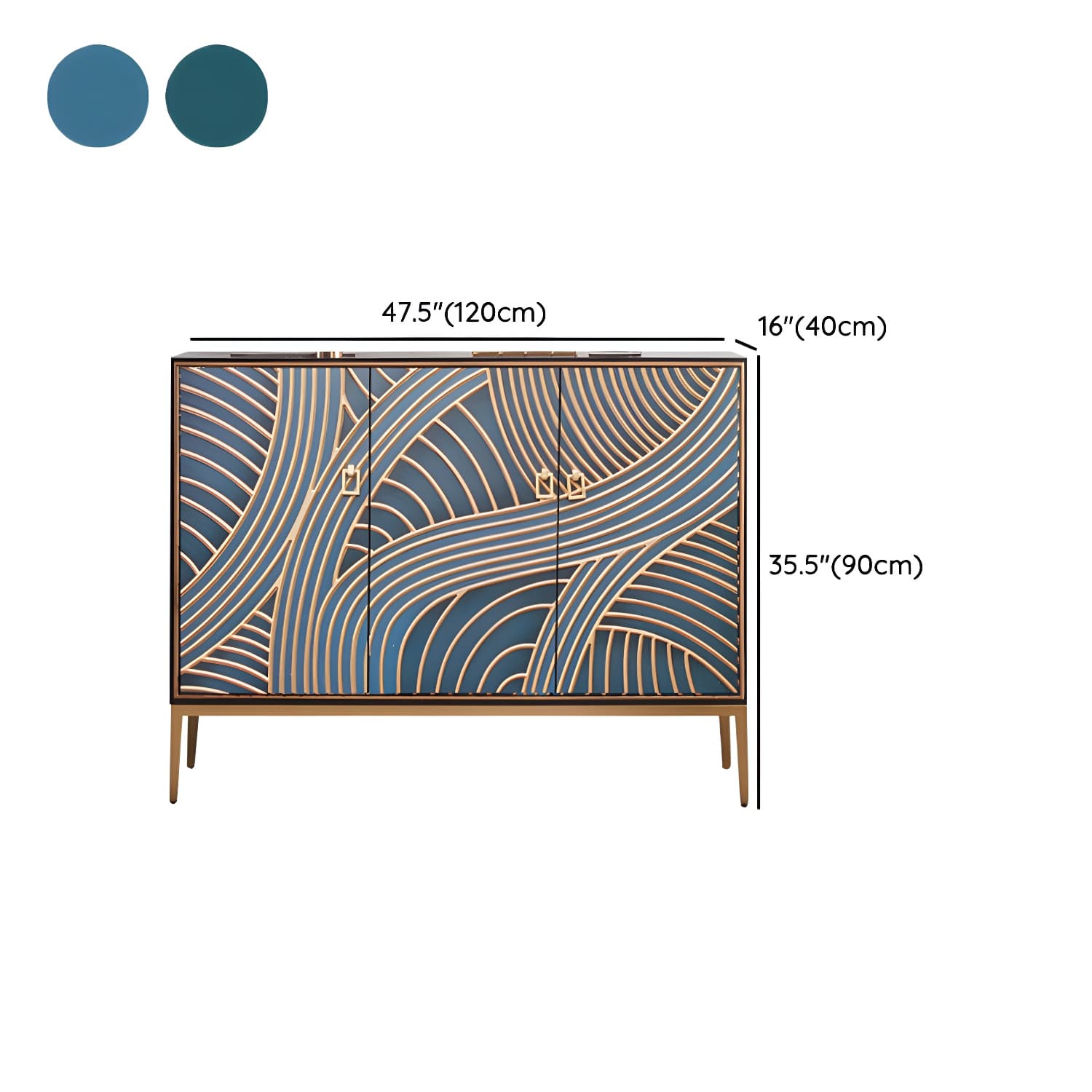 Gold Legs 35.4" High Sideboard Cabinet Glam Style Wood Buffet Table thumbnail 15