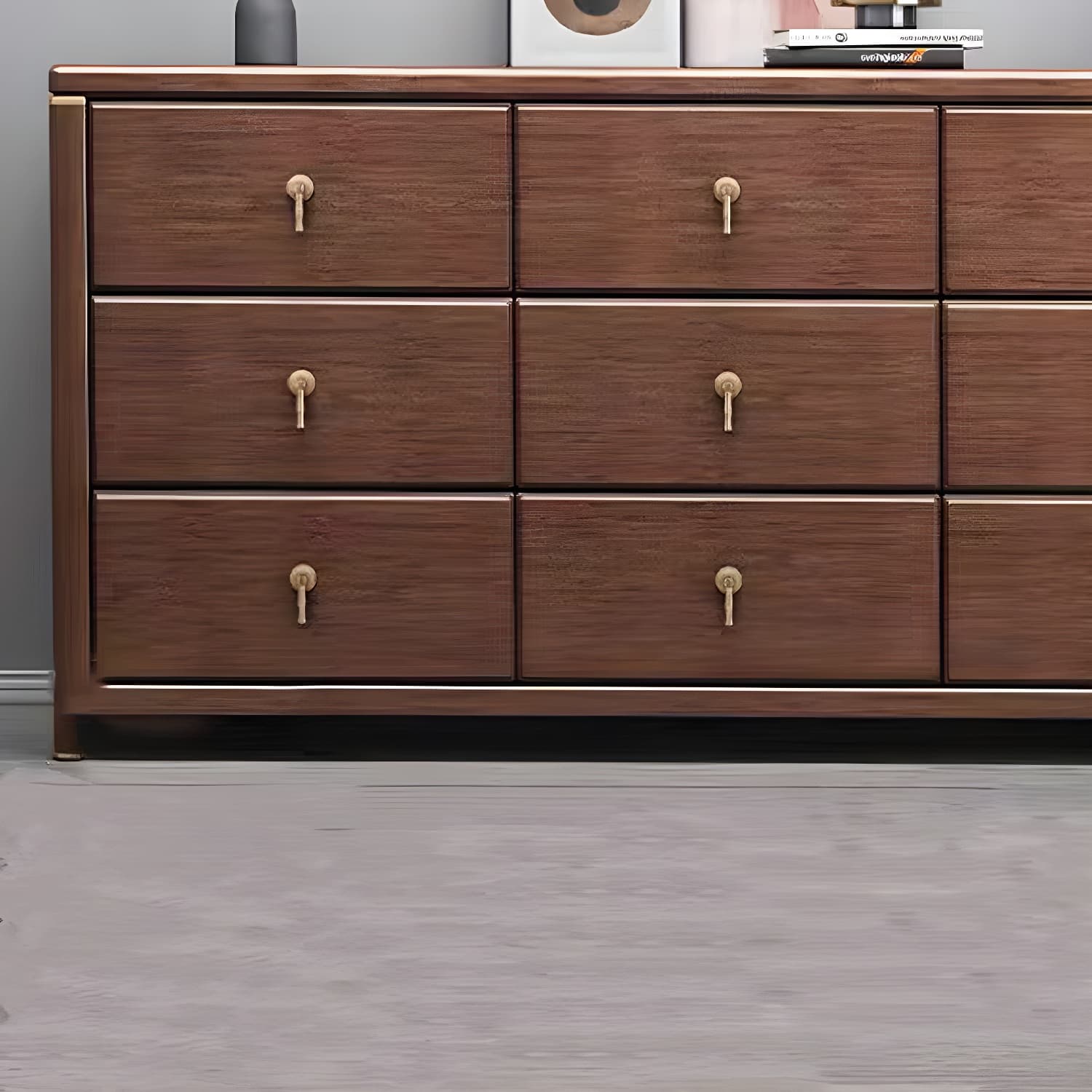 Mid Century Modern Chest Wood Rectangular Chest in Walnut Finish thumbnail 6