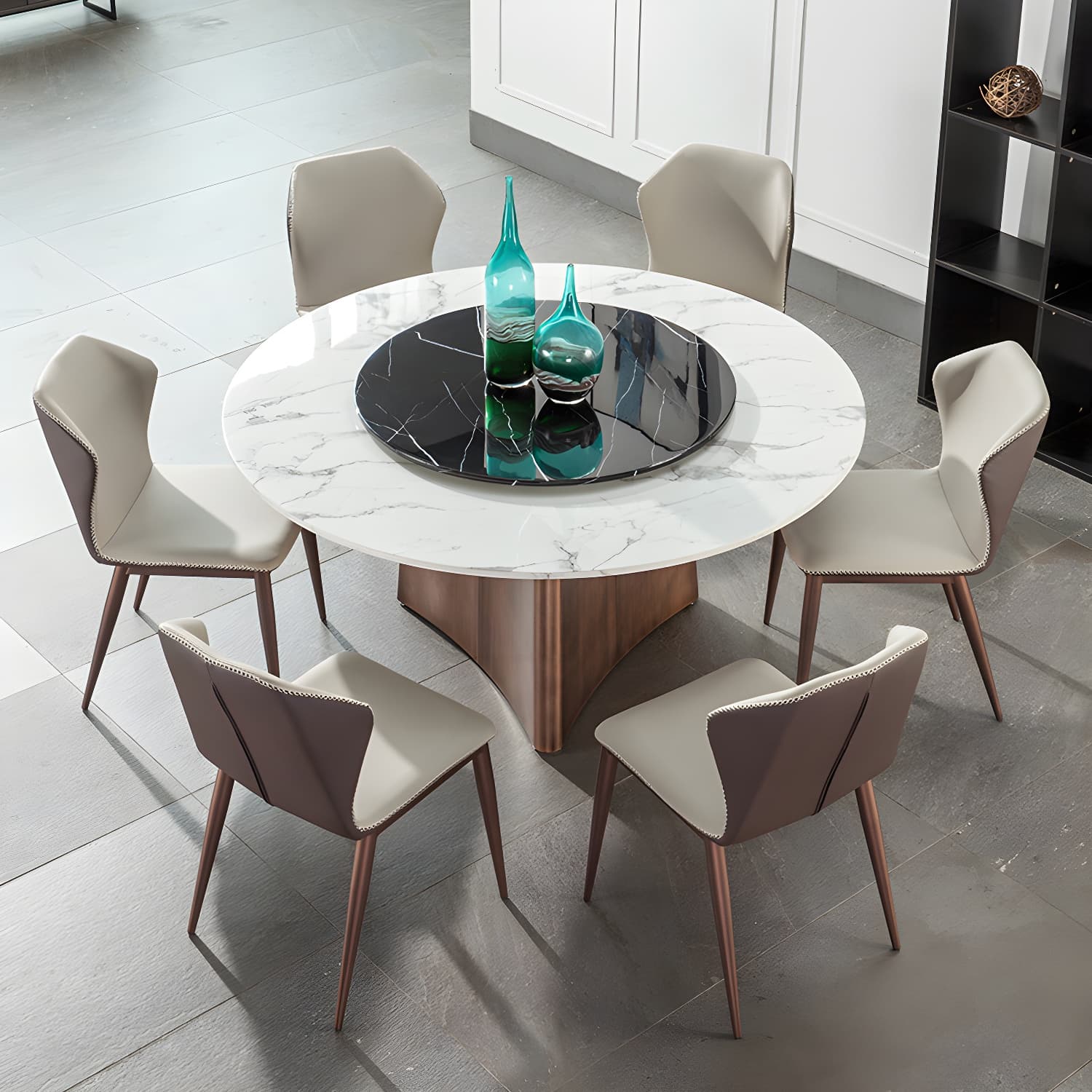 Modern Dining Table Set 1/3/4/7 Pieces with Metal Base Kitchen Furniture Set thumbnail 1
