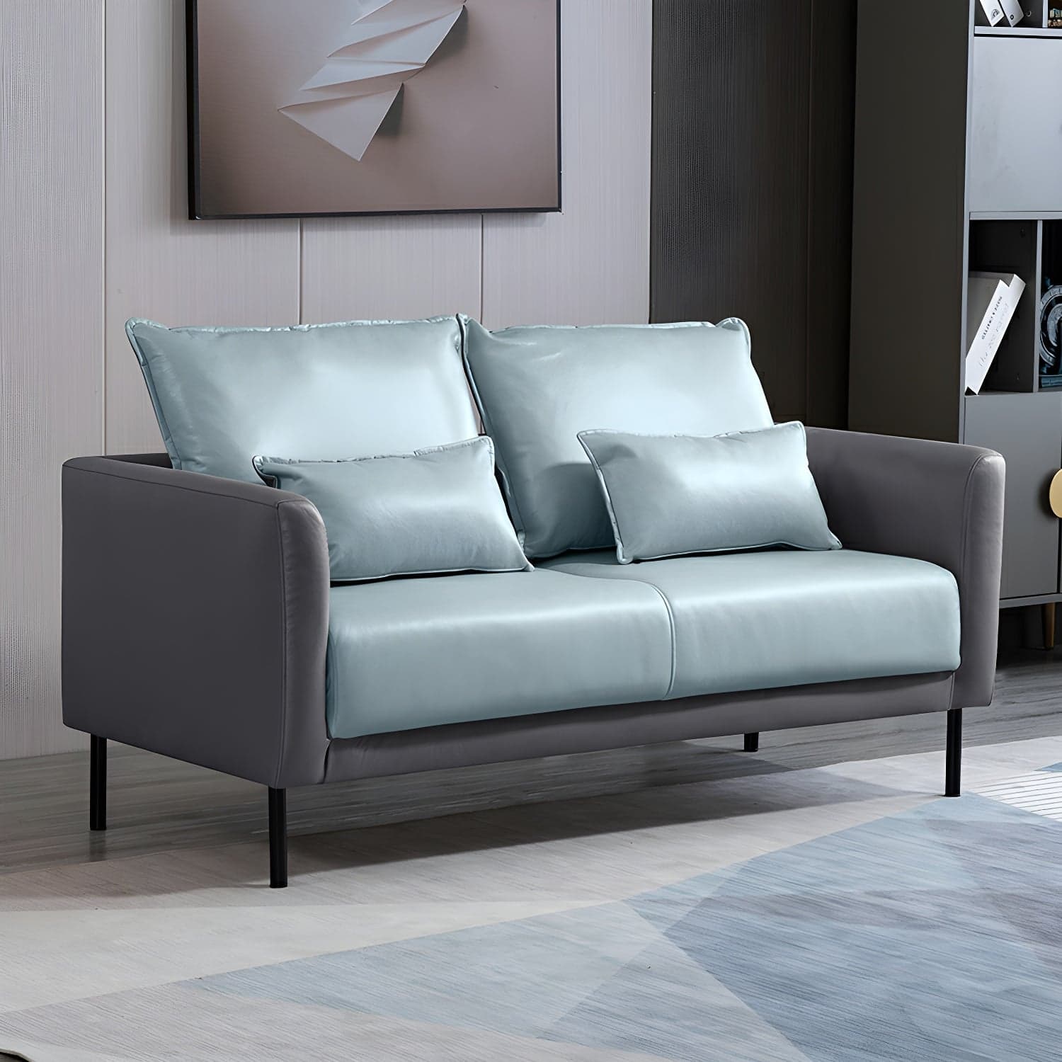 Scandinavian Faux Leather Seats 2 Loveseat with Tuxedo Arm and Stain Resistant Feature thumbnail 6