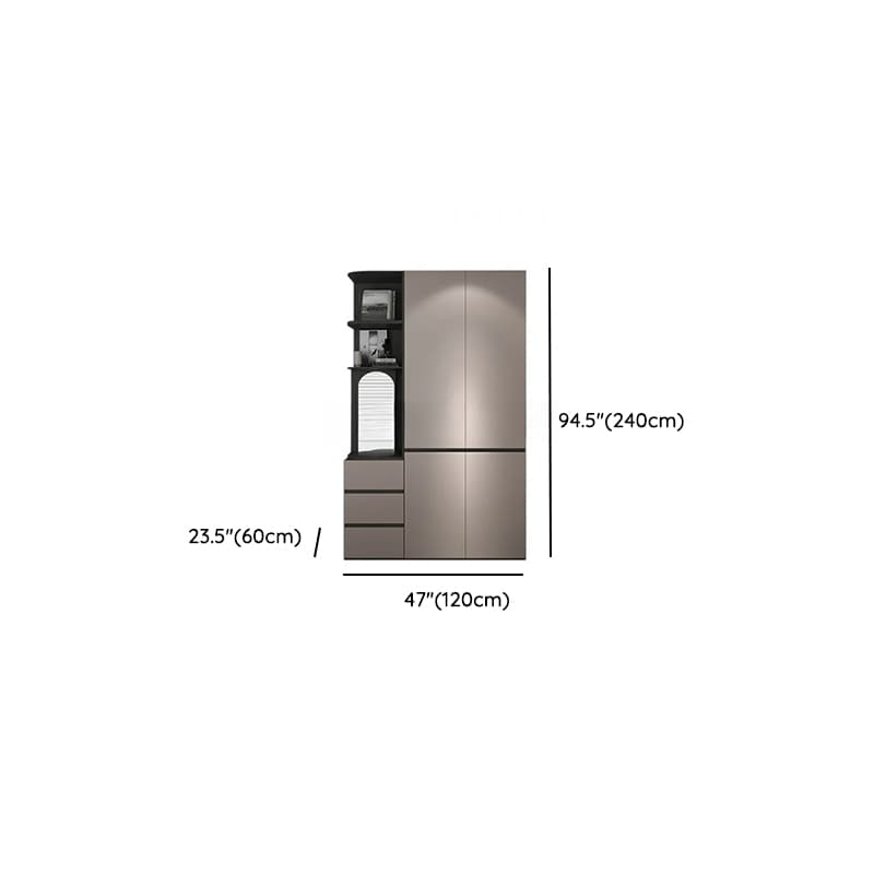 Sand Minimalist Laminate Cabinet Armoire with Soft Close Drawer, Soft Close Door, Interior Shelves, and Clothing Rod thumbnail 13