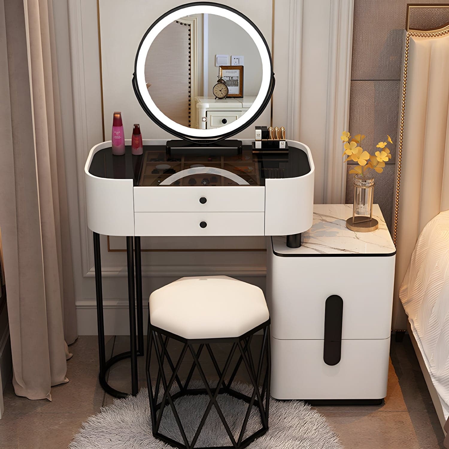 Contemporary Wood Make-up Vanity 15.75" Wide Make-up Vanity with Drawers thumbnail 13
