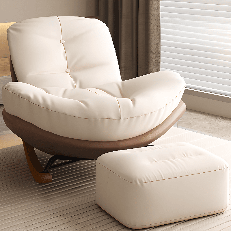 Stationary Upholstered Rocking Chair with Cushioned Rear in a Scandinavian Style, Footstool Included/Not Included thumbnail 22