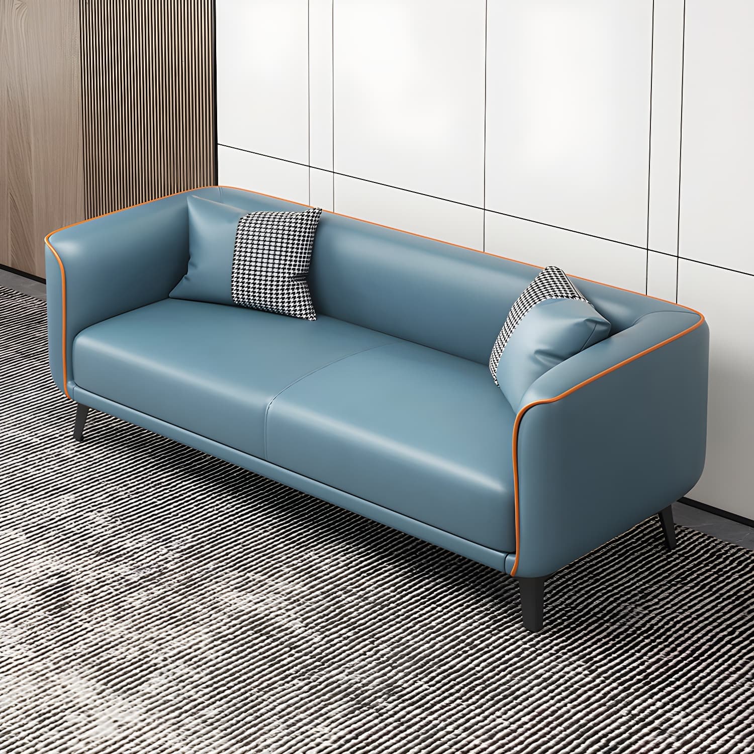 Modern Square Arm Standard Sofa Metal Legs Settee for Living Room thumbnail 1