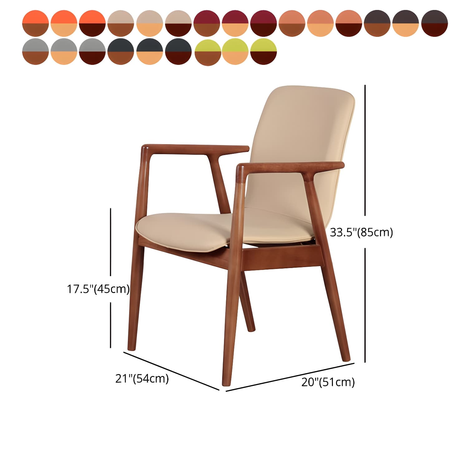 Modern Style Chair Dining Arm Chairs with Wooden Legs for Kitchen thumbnail 18