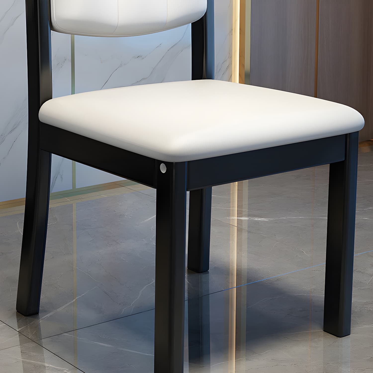 Matte Finish Leather Side Chair with Solid Wood Base for Home thumbnail 14