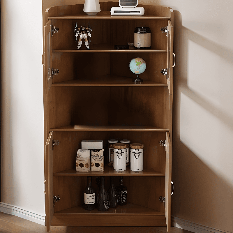 Independent Corner Utility Storage Cabinet in Cocoa/Gray/White with Grip Bars, 2 Exterior Shelves and 2 Cabinets/1 Cabinet in a Trendy Style, Glass-panel Door Included/Not Included thumbnail 6
