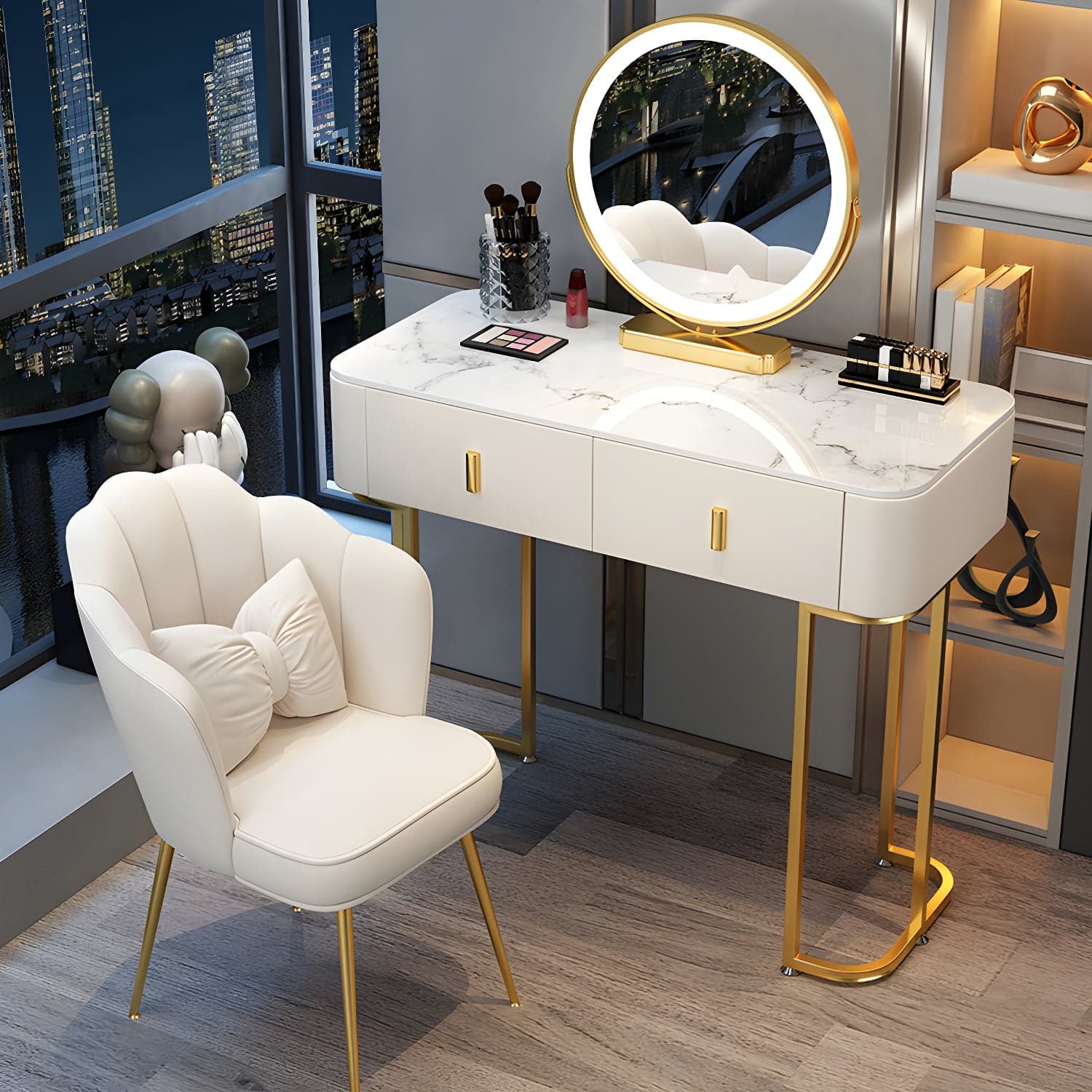Slate Makeup Counter Adjustable Mirror Vanity Dressing Table with Drawer thumbnail 7