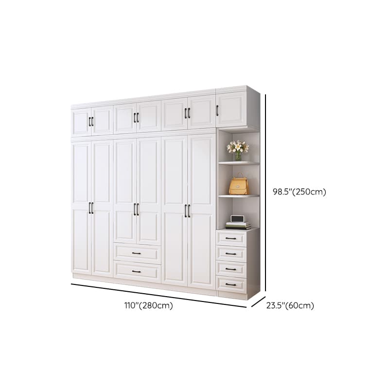 Modern White Wood Wardrobe Armoire with Soft-Close Drawers and Clothing Rod thumbnail 28