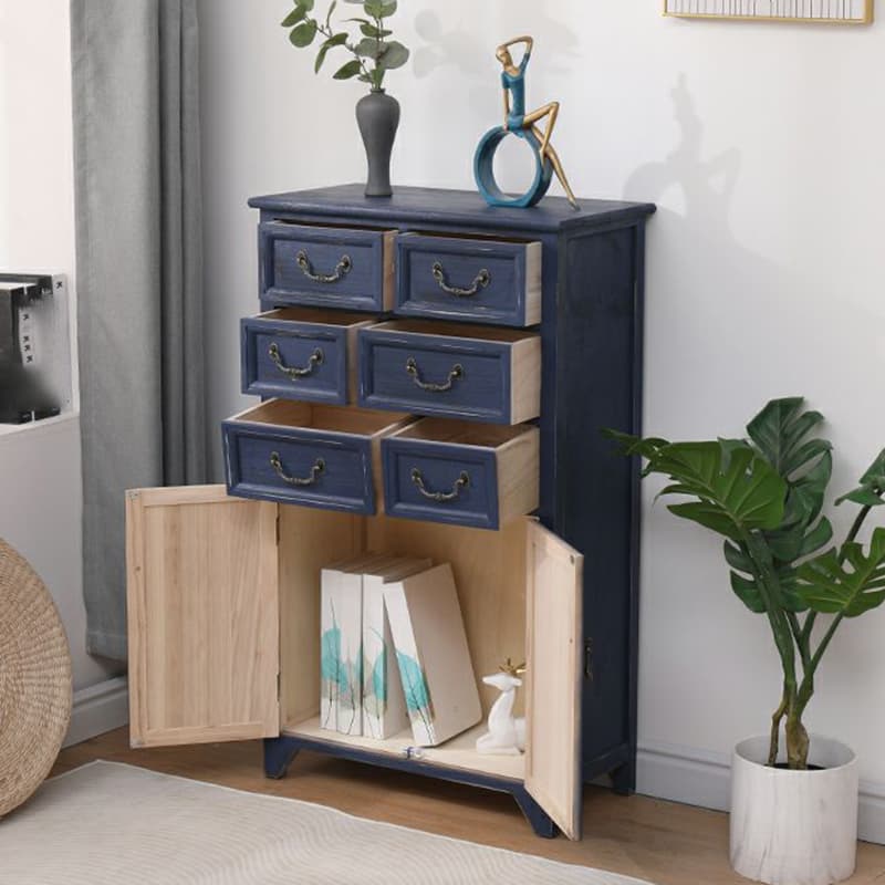 Coastal Style Storage Chest Solid Wood Countertop with Drawers and Doors thumbnail 9