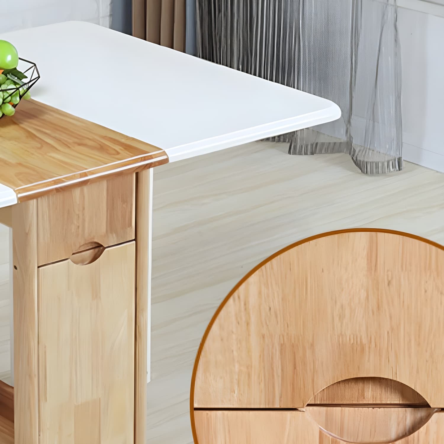 Trendy Collapsible Solid Wood Dining Set Non-adjustable Standard Height thumbnail 15