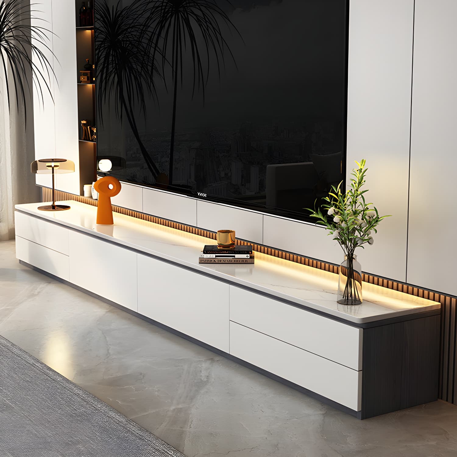 Modern 15.74" H Wood Media Console TV Stand with Drawers and Doors thumbnail 5