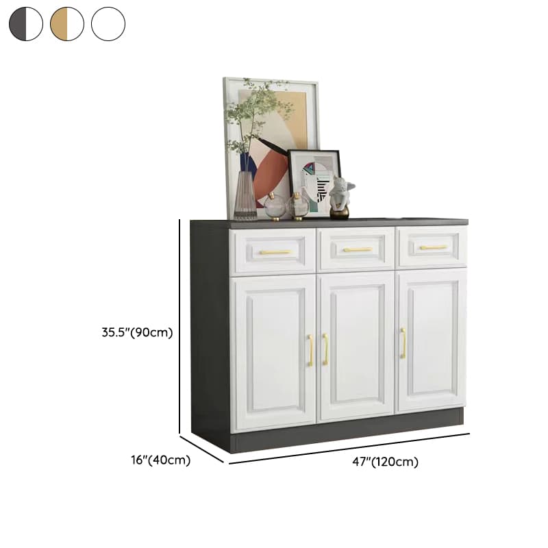 Detached Narrow/Standard Sideboard in Slab for Sitting Room with Pantry Hutch, 1 Shelf, 4 Doors/3 Doors/2 Doors and 4 Drawers/3 Drawers/2 Drawers in a Trendy Style thumbnail 13