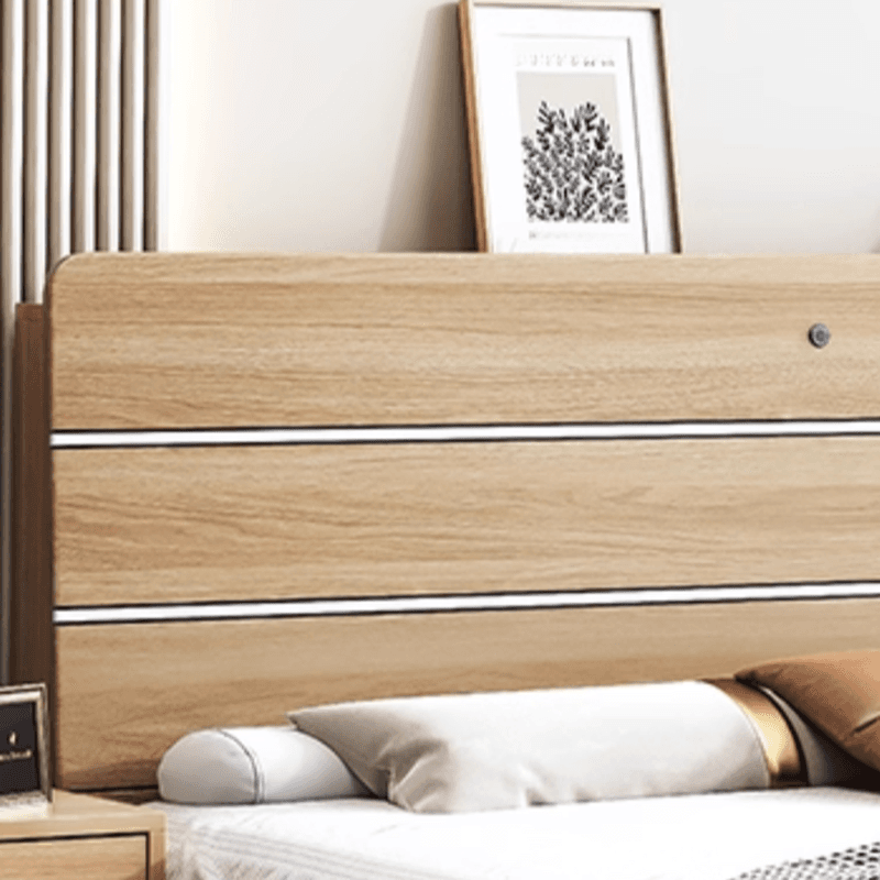 Simplistic Panel Headboard with No Distressing, Shelves, and Illumination Light for Queen/Full/Twin XL Bed in Rectangular Shape, Standard Height thumbnail 5