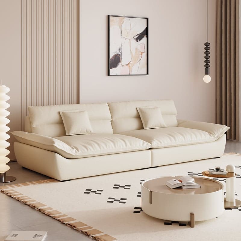 Modern Solid Color Scratch-defiant Standard Sofa in Light Gray/Taupe/Citrus Color, 3-seater with 2 Pillows thumbnail 11
