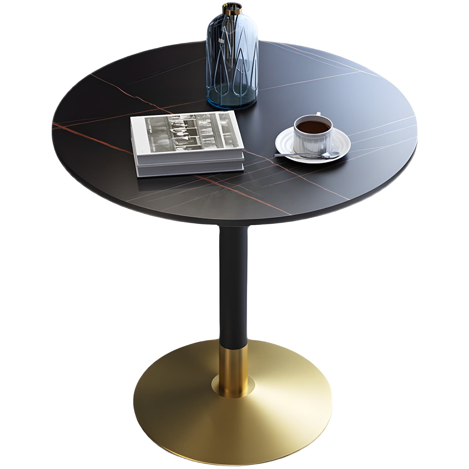 Traditional Luxury Rounded Dining Table Stone and Metal Tulip Dining Table thumbnail 6