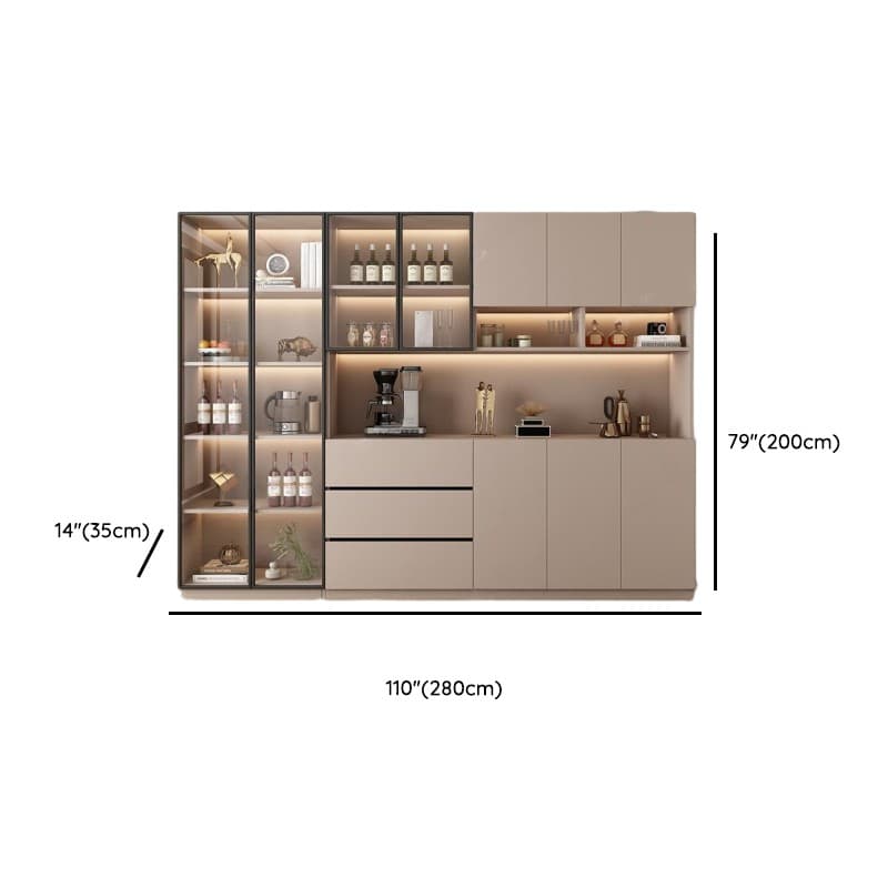 Wide/Standard/Narrow Modern Timber 3 Drawers 2 Shelves/3 Shelves/1 Shelf Glass Doors Pantry Hutch Sideboard thumbnail 46