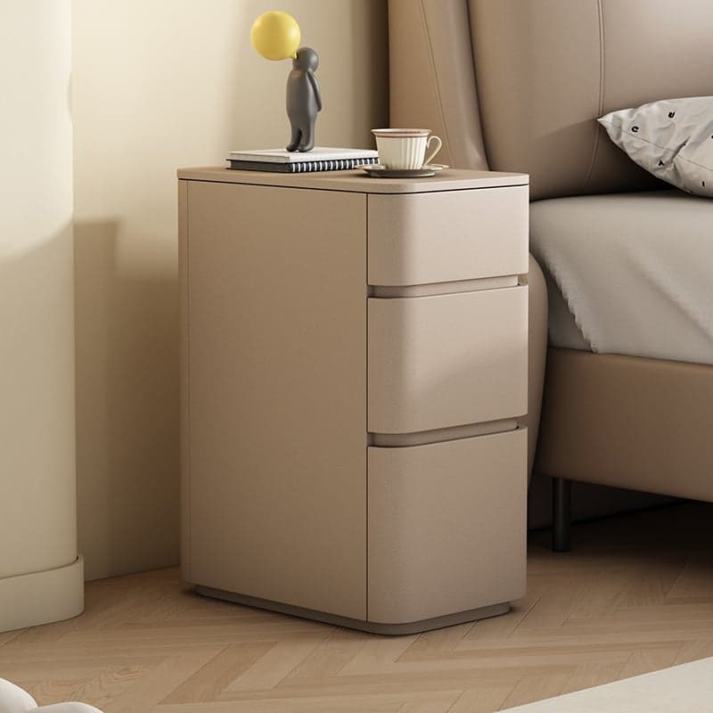 Stylish 3 Tiers Nightstand With Drawer Storage in Artificial Leather thumbnail 4