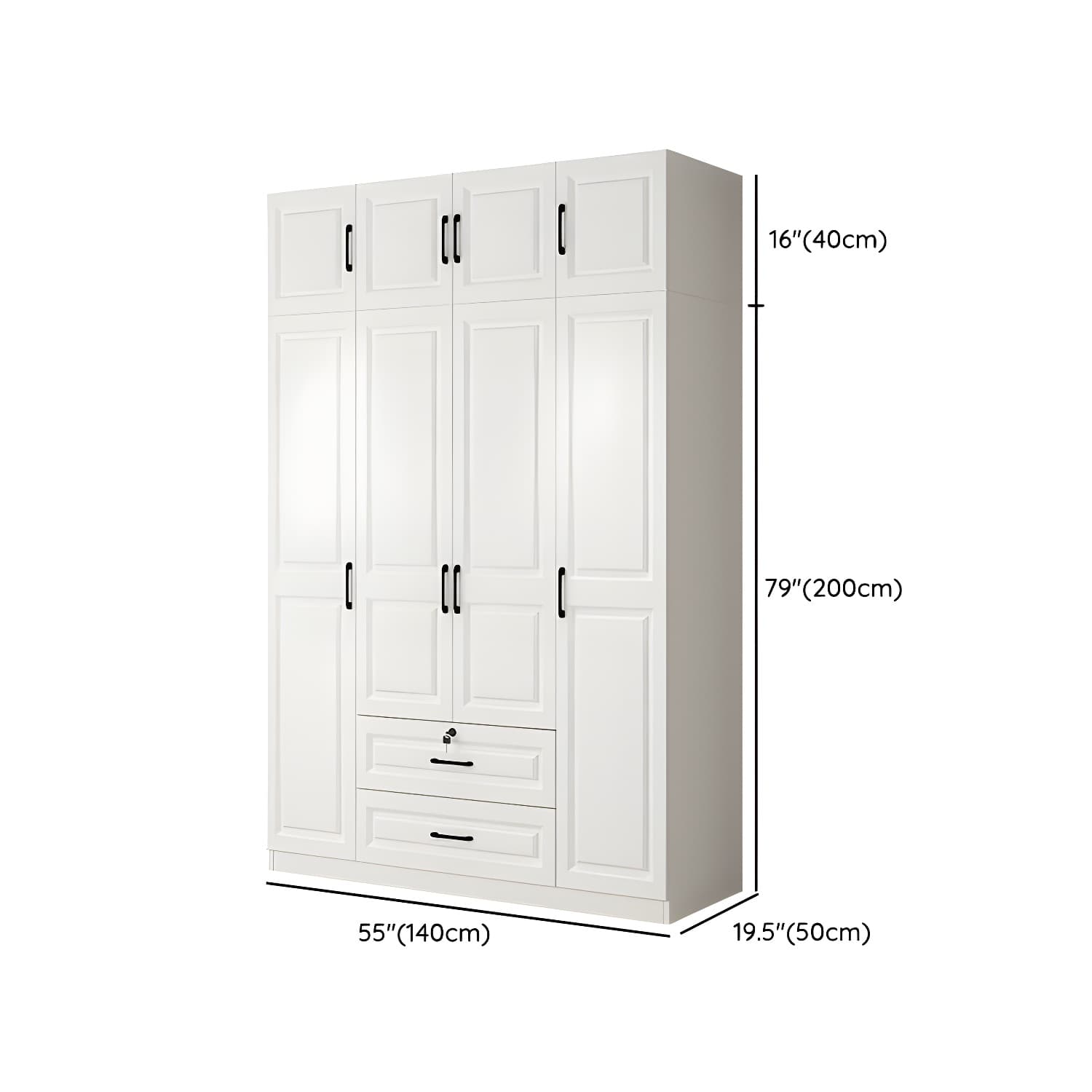 Wood White Modern Wardrobe Armoire with Drawers, Shelves, and Clothing Rod thumbnail 21