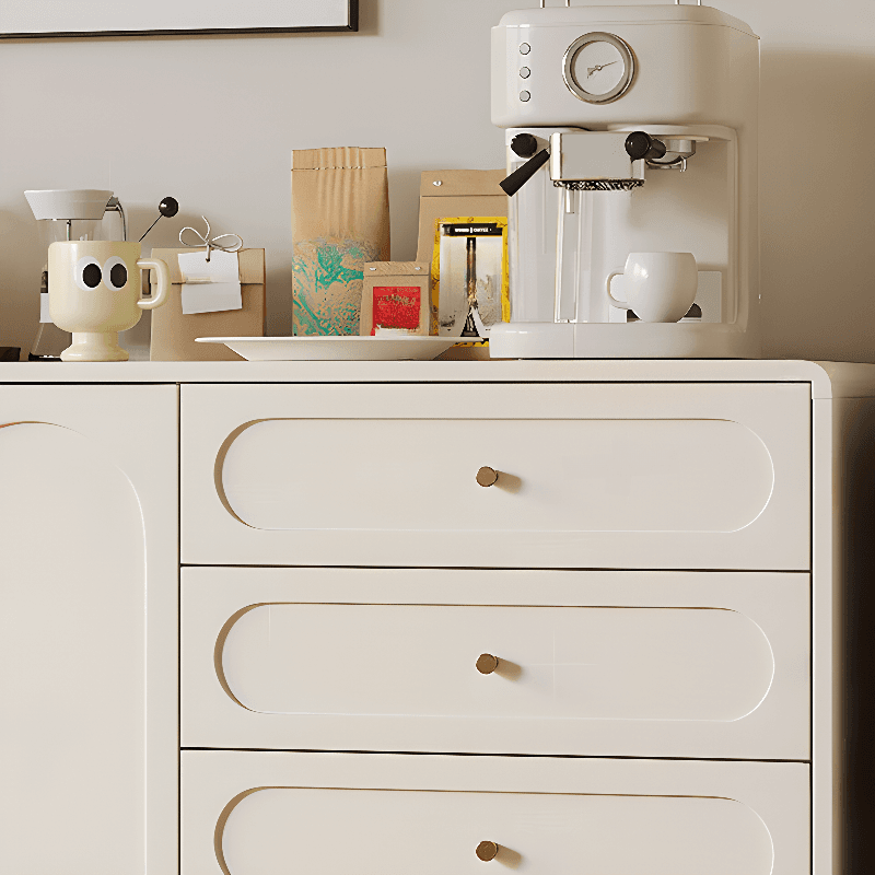 Chalk Modish Composite Wood Console Dresser with 5 Drawers and Hutch, 3 Interior Shelves, Horizontal thumbnail 3