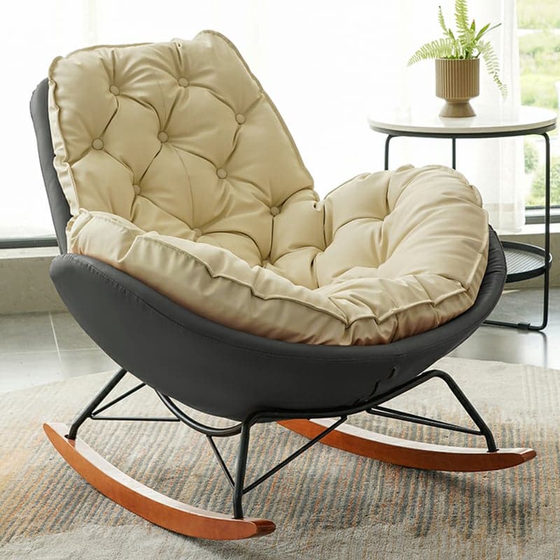 Ergonomic and Stationary Solid Wood Maternity Rocking Chair with Back and Flared Arm thumbnail 2
