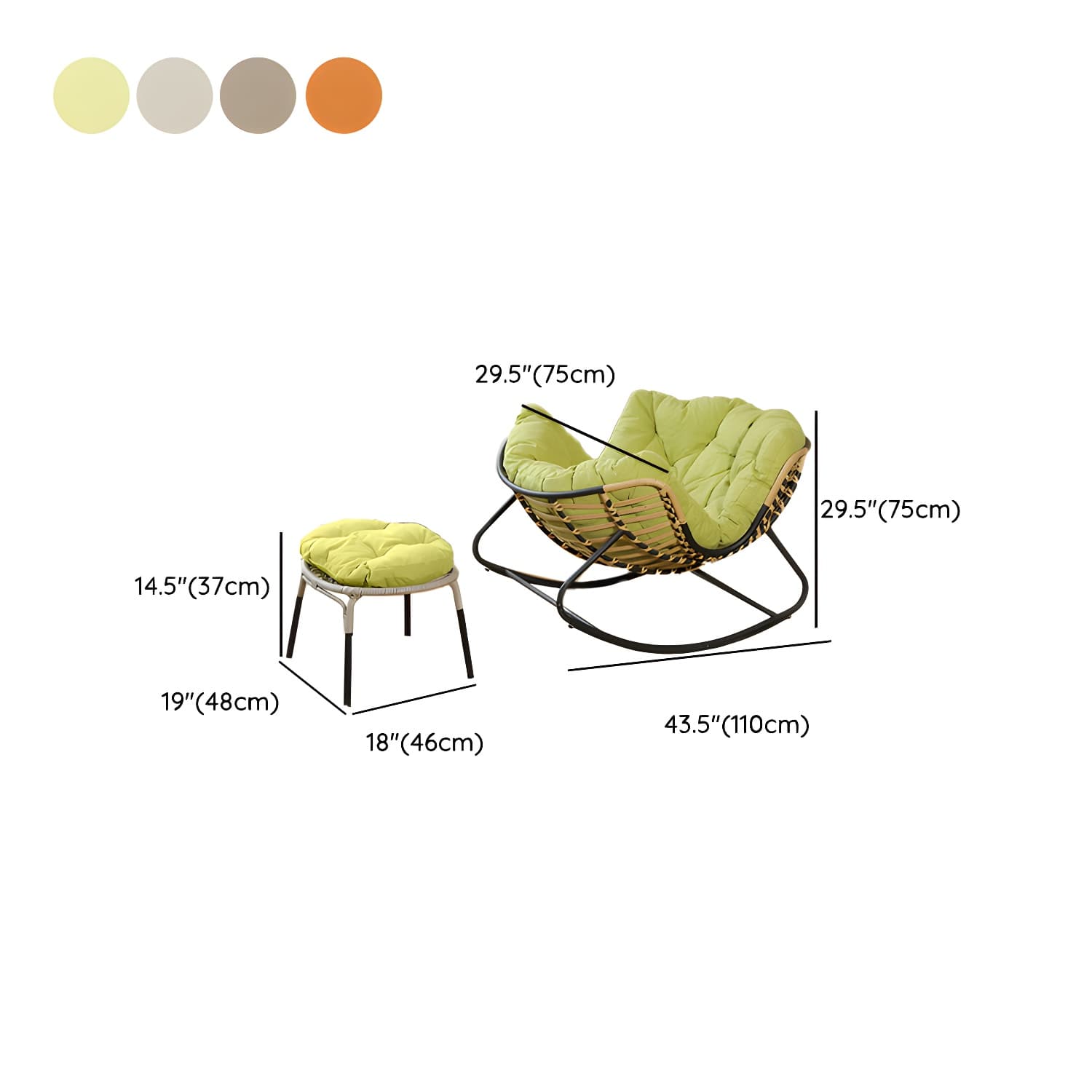 Modern Metal Upholstered Rocking Chair with Removable Back Cushion - Perfect Addition to Your Porch thumbnail 15