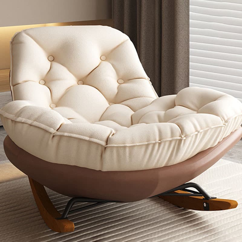 Cotton Upholstered Indoor Rocking Chair with Solid Wood Legs, Compact Design for Small Spaces thumbnail 18