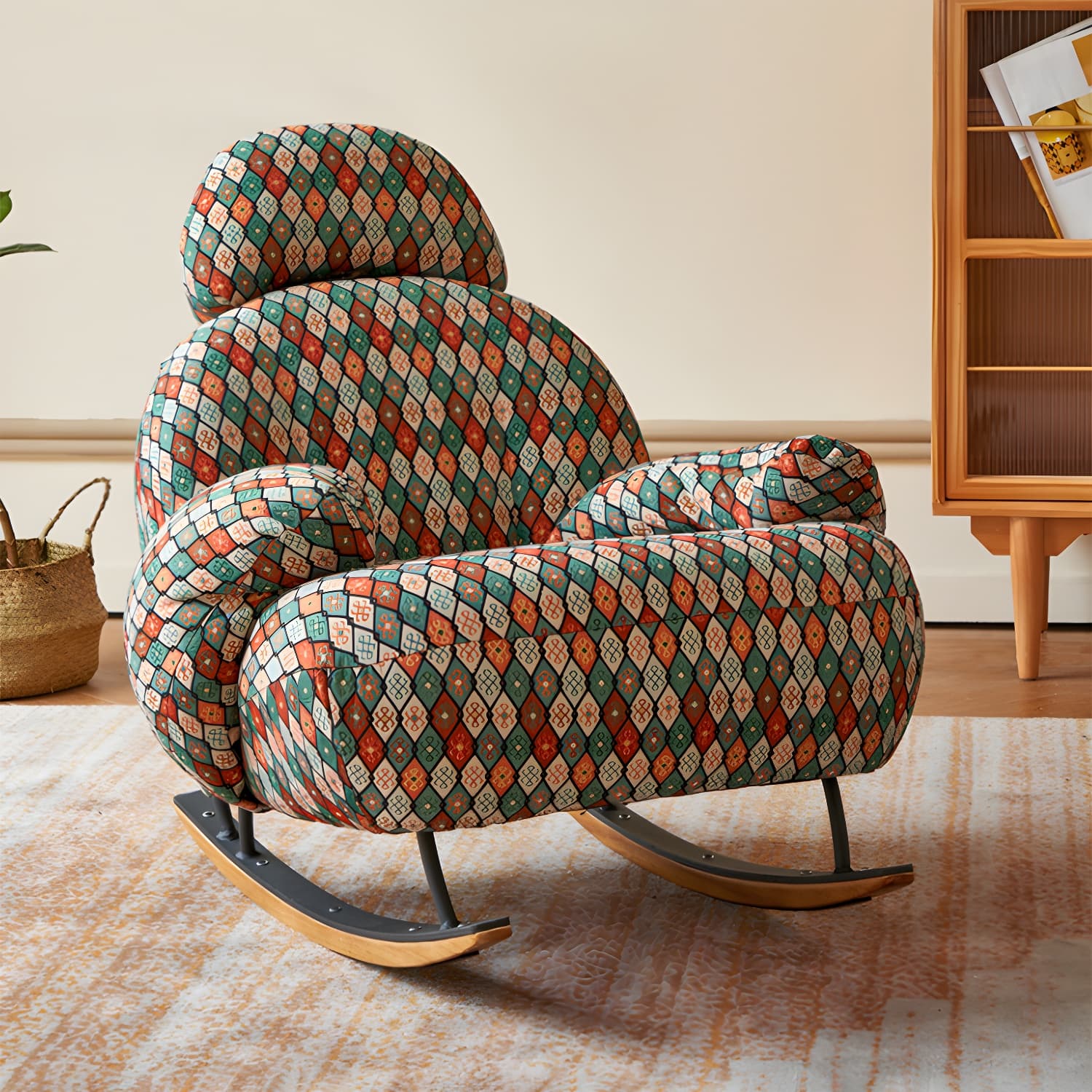Spindle Living Room Contemporary Reclining Upholstered Rocking Accent Chair thumbnail 14