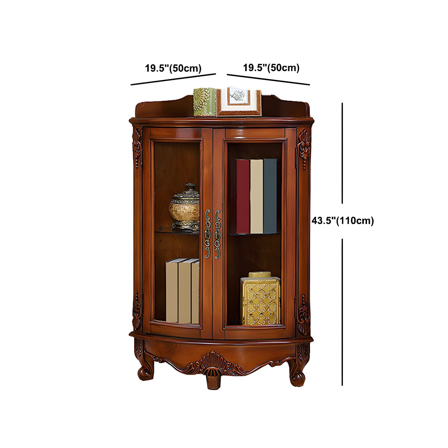 Mid-century Modern Brown Corner Cabinet, Wooden Accent Cabinet with Shelves thumbnail 19