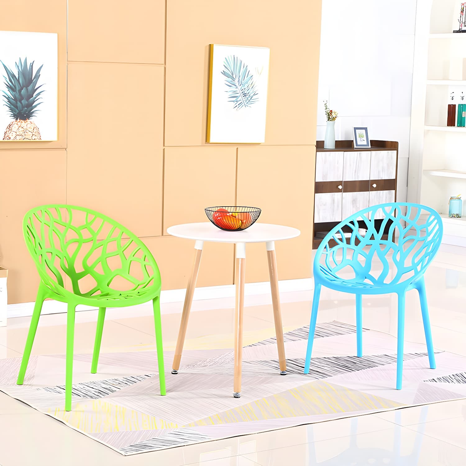 Contemporary Plastic Dining Room Chairs Armless Open Back Dining Side Chair for Restaurant thumbnail 12