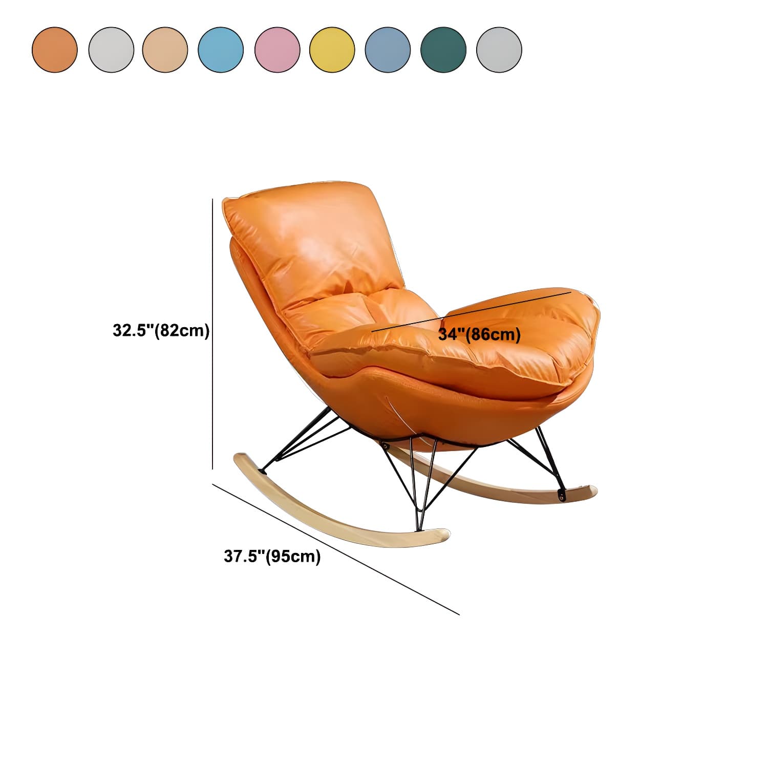 Simple Faux Leather Rocker Chair Plain Rocking Chair with Removable Cushions thumbnail 22
