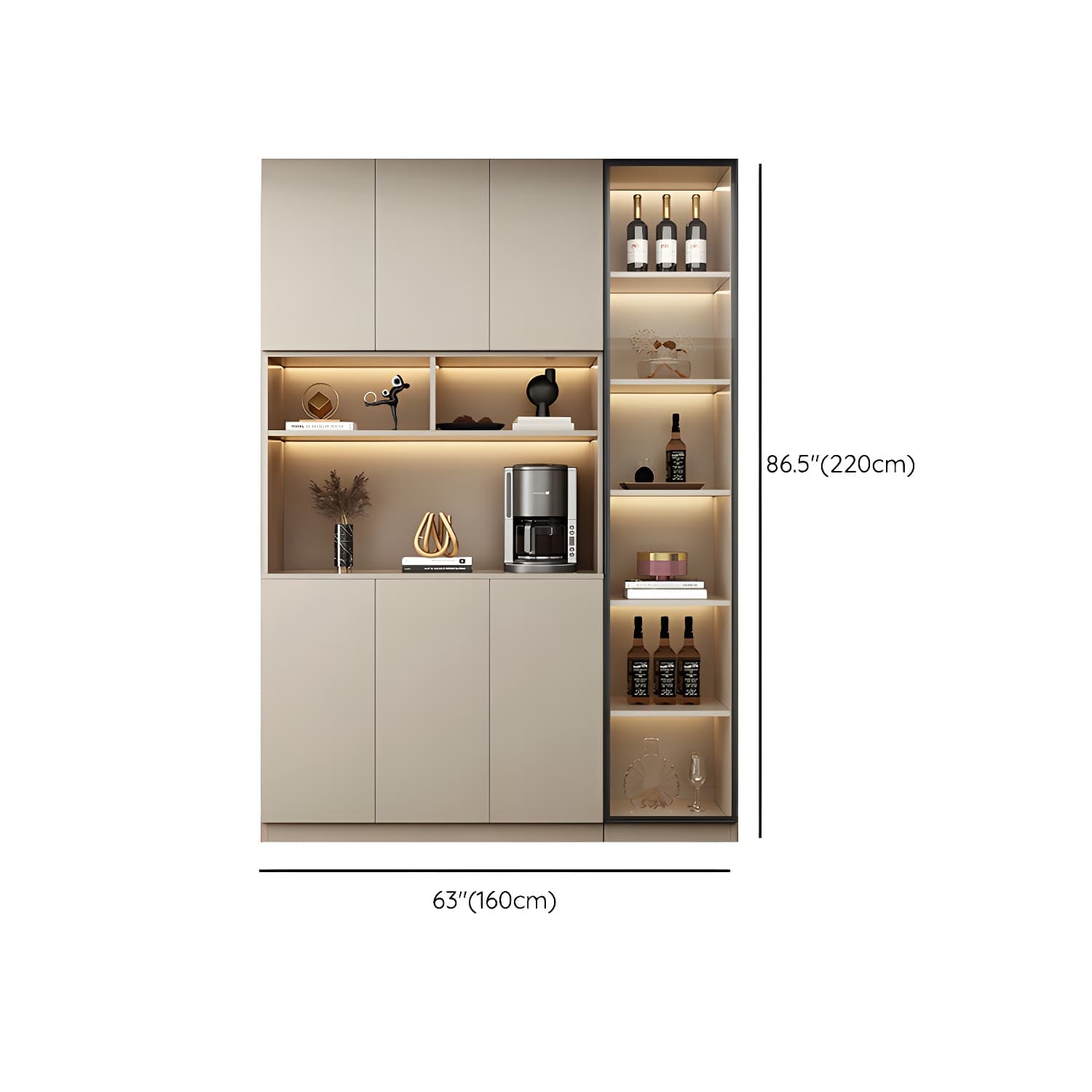 Contemporary Champagne Engineered Wood Shelves Included Sideboard with Doors thumbnail 17