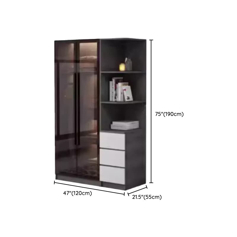 Charcoal Modish Timber Self-supporting Cabinet Armoire with Soft Close Drawer and Door, Hanging Rod thumbnail 20