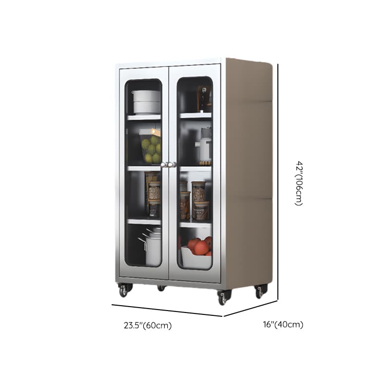 Metallic Sideboard on Roller Wheels with Stainless Steel Countertop thumbnail 20