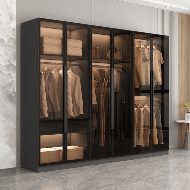 Ink-Colored Manufactured Wood Detached Wardrobe Closet with Soft Close Drawer, Door, Interior Shelves, and Clothing Rod thumbnail 4