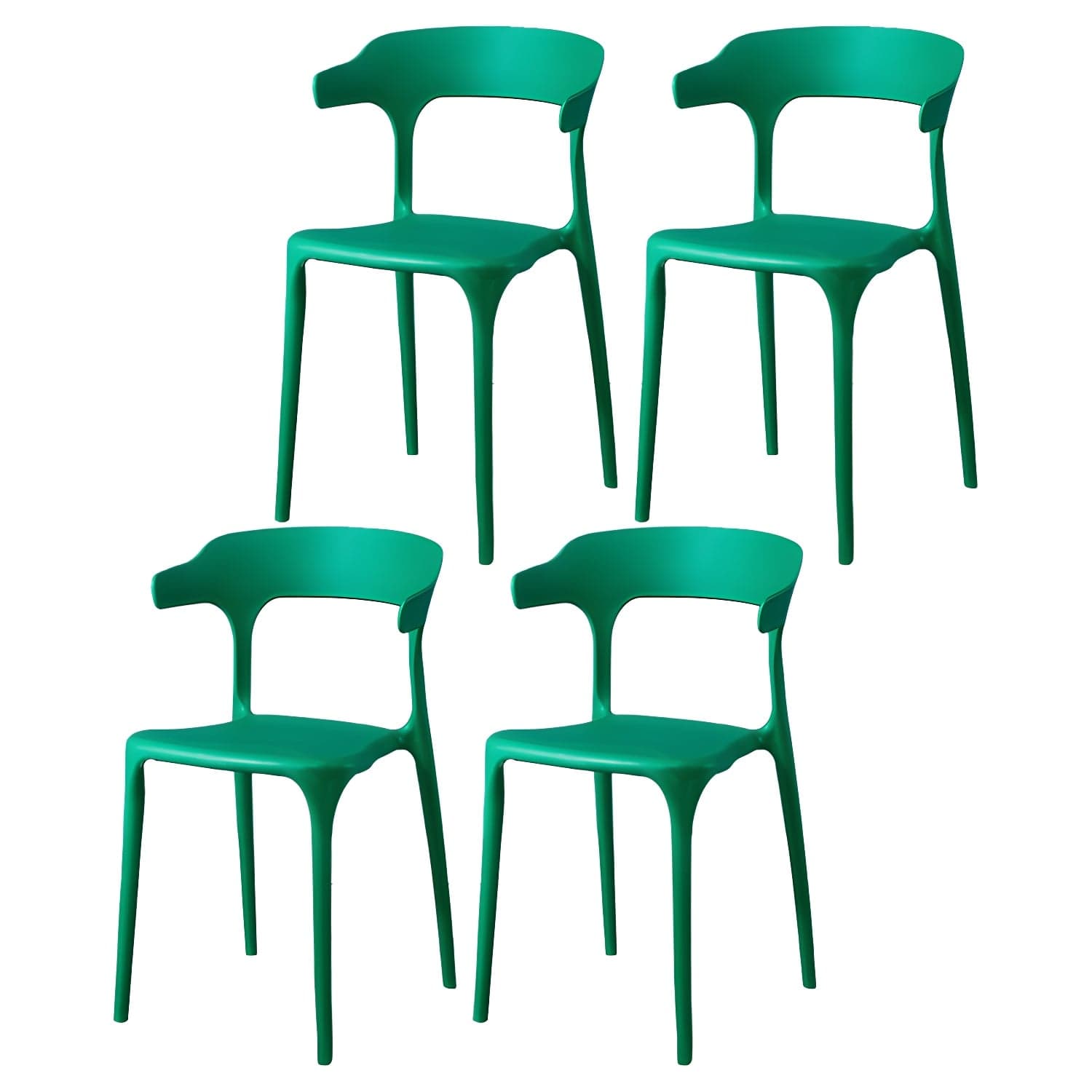 Glam Plastic Side Chair Matte Finish Open Back Dining Chair for Dinning Room thumbnail 5