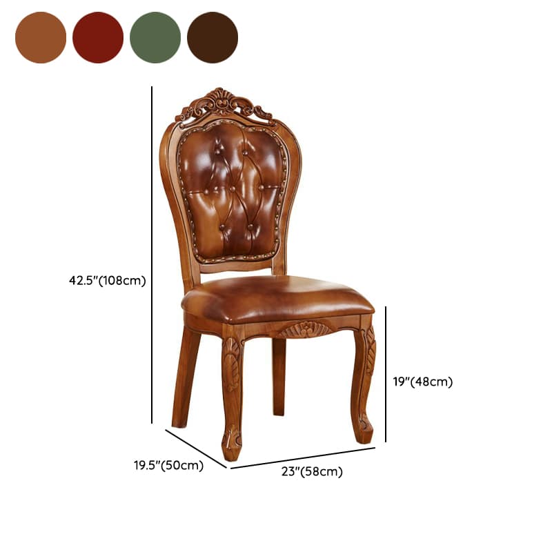 Steady Bordered Leather Upholstered Side Chair/Arm Chair with Wooden Legs and Nailhead Embellishment for Dinette in a Nordic Style thumbnail 16