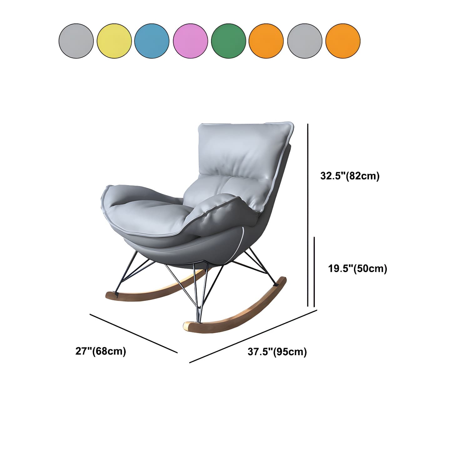 Contemporary Rocking Chair Solid Wood Rocker Chair with with Seat Cushion thumbnail 19
