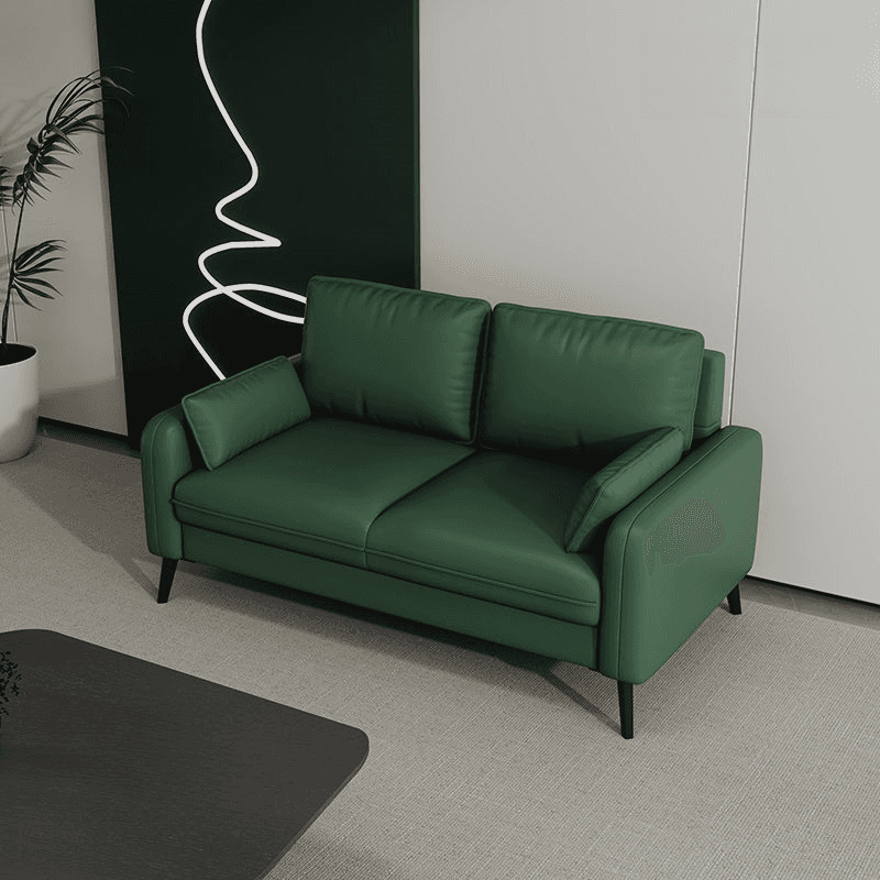 Contemporary Scratch-immune Solid Color Cerulean/Olive Green/Amber Color Loveseat for Seats 2 with Pillow Back and Square Arm thumbnail 5